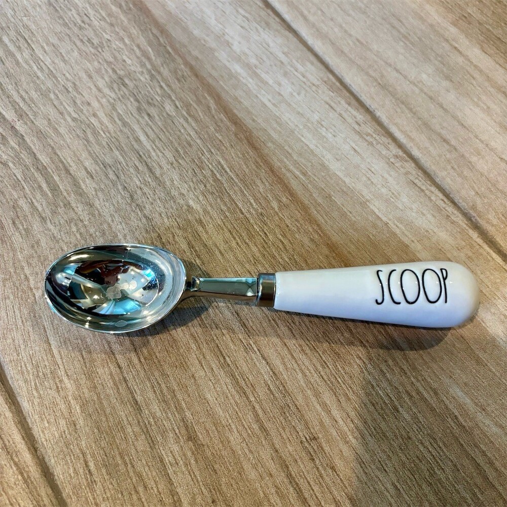 Rae Dunn SCOOP Ice Cream Scoop White Handle Black Lettering Stainless Head